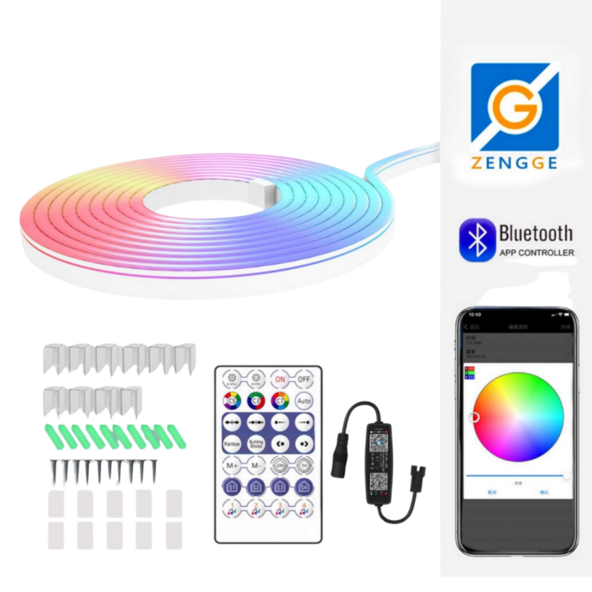 ZENGGE Akıllı Bluetooth Kontrollü RGB LED Şerit Işık – Toptan Satış