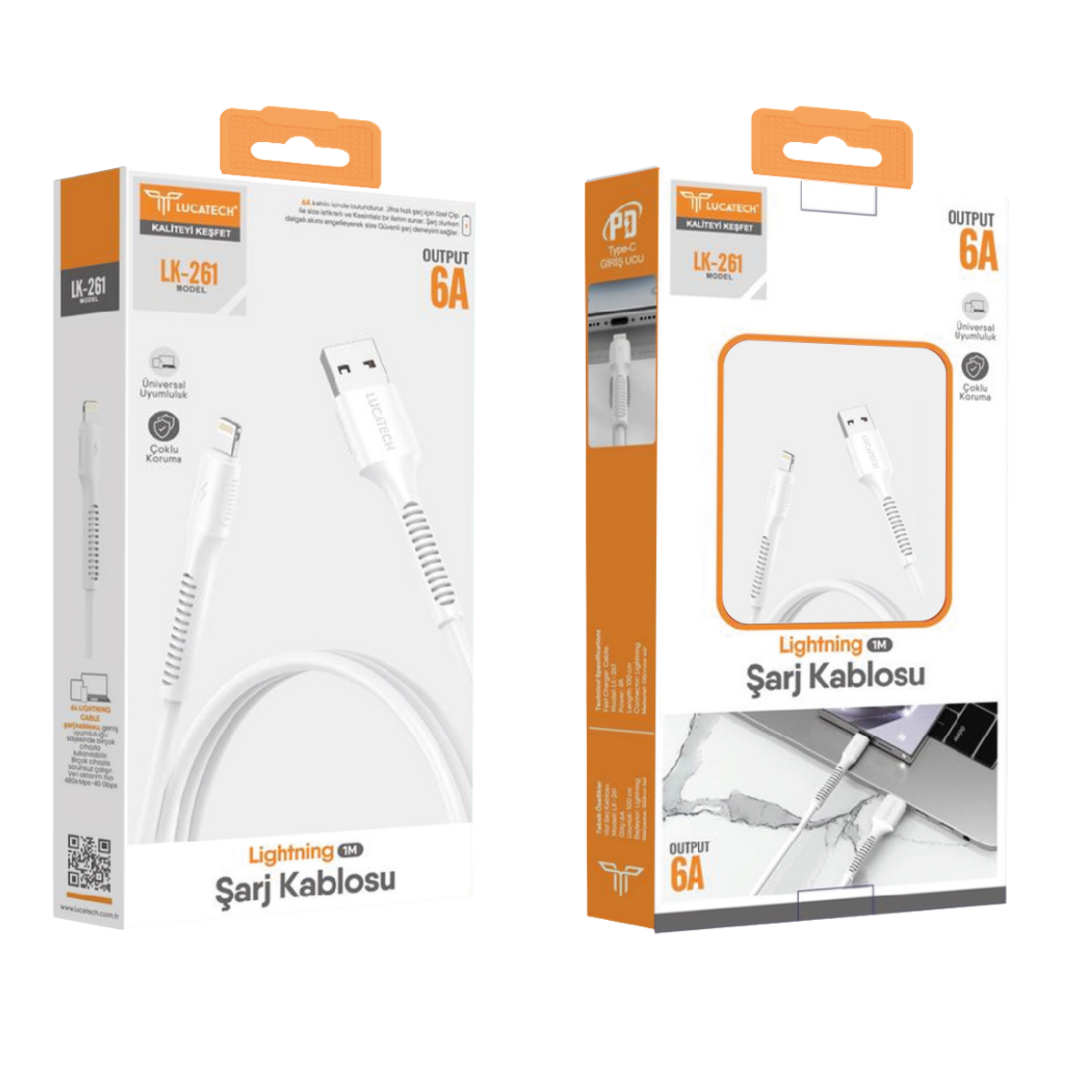 Lucatech LK-261 USB to Lightning 6A Hızlı Şarj Kablosu I Toptan Satış